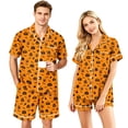 thumbnail image 1 of JULMCOMO Halloween Couples Matching Pajama Sets Funny Pumpkin Print Button Down Holiday Party 2 Piece Sets Soft Comfy Shorts Pajamas Orange-Men S, 1 of 6
