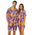 thumbnail image 1 of JULMCOMO Halloween Couples Matching Pajama Sets Pumpkins Print Collared Button Down Holiday Two Piece Sets Cute Printed Comfy Soft Pajamas Purple-Women S, 1 of 7