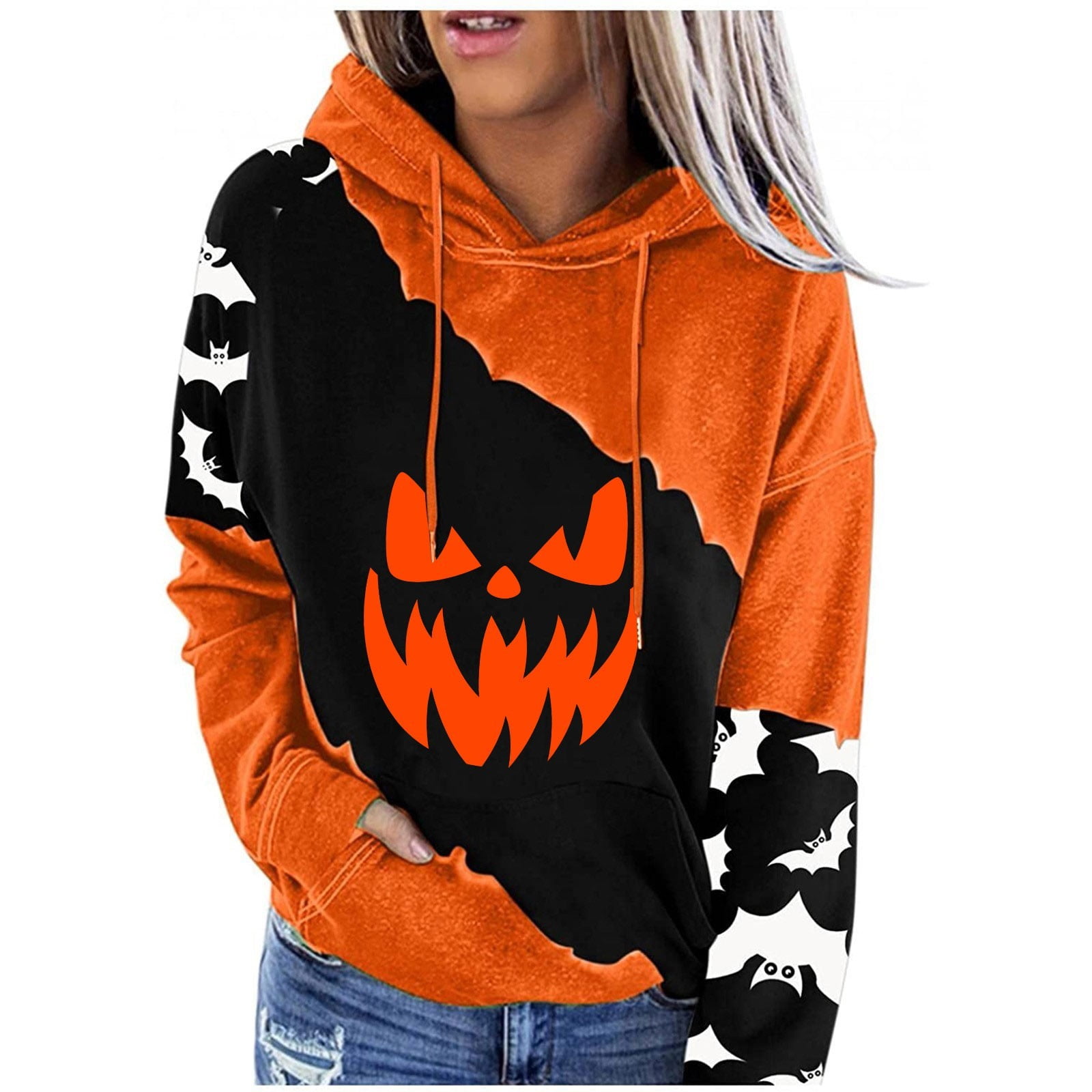Sweat à Capuche Gildan Halloween – Motif Pumpkin Face, Unisex, Tailles S à 3XL | Neuf Haute Qualité