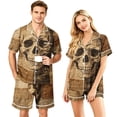 thumbnail image 1 of JULMCOMO Halloween Matching Pajamas for Couples Horror Skull Print Short Sleeve Soft Party Two Piece Sets Loose Fit Holiday Lounge Sets Camel-Women XL, 1 of 6