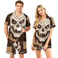 thumbnail image 1 of JULMCOMO Halloween Matching Pajamas for Couples Horror Skull Print Short Sleeve Soft Party Two Piece Sets Loose Fit Holiday Lounge Sets White-Women L, 1 of 6