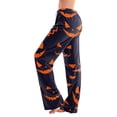 thumbnail image 1 of JULMCOMO Halloween Pajamas Pants for Women Pumpkin Blood Bat Print Drawstring Elastic Waisted Trendy Pj Pants Cute Print Comfy Loose Lounge Pjs Navy L, 1 of 5