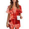 thumbnail image 1 of JULMCOMO Halloween Pajamas for Women Set Blood Print Collared Button Party Matching Sets Funny Printed Elastic Waist Holiday Shorts Watermelon Red XL, 1 of 5