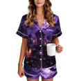 thumbnail image 1 of JULMCOMO Halloween Pajamas for Women Set Witch Print Collared Button Comfy Pjs Sets Cute Printed Party Holiday Sleepwear Dark Purple M, 1 of 5