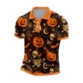 thumbnail image 1 of JULMCOMO Halloween Polo Shirts for Men Pumpkin Skull Spider Web Print Short Sleeve Collared Trendy Loose Fit Golf Shirts Party Graphic Tees Ginger XL, 1 of 9