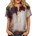 thumbnail image 1 of JULMCOMO Halloween Shirts for Women Cotton Linen Funny Witch Pumpkin Ghost Print Henley Trendy Tunic Tops Holiday Costume Graphic Tees Multicolor M, 1 of 9
