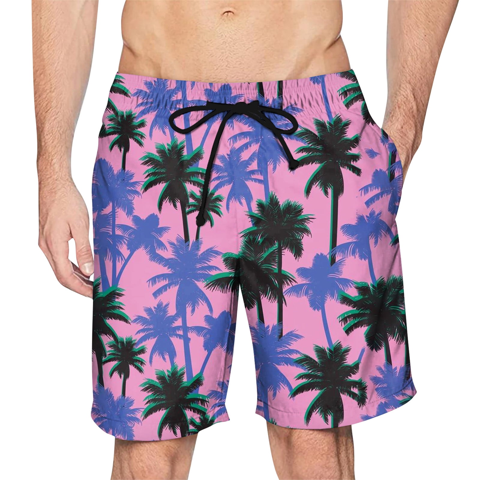 JULMCOMO Hawaiian Beach Shorts for Men Summer Hawaiian Elastic Waist ...