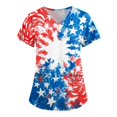 thumbnail image 1 of JULMCOMO Independence Day Scrub Tops Women Short Sleeve V Neck Tunic 4th of July Shirts American Flag Print Stretch Independence Day Scrubs with Pockets Yellow, 1 of 4