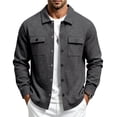 thumbnail image 1 of JULMCOMO Jacket for Men Collared Long Sleeve Snap Down Casual Shirt Jacket Loose Fit Work Daily Winter Shacket with Chest Pockets Dark Gray S, 1 of 8