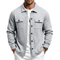 thumbnail image 1 of JULMCOMO Jacket for Men Collared Long Sleeve Snap Down Casual Shirt Jacket Loose Fit Work Daily Winter Shacket with Chest Pockets Light Gray 2XL, 1 of 8