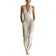thumbnail image 1 of JULMCOMO Jumpsuits for Women Halter Deep V Neck Open Back Slim Fit Summer Outfits Sleeveless Straight Leg Dressy Jumpsuits with Pockets White S, 1 of 6