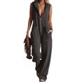 thumbnail image 1 of JULMCOMO Jumpsuits for Women Hooded Zip Up Sleeveless Casual Overalls Wide Leg Vacation Loose Fit Jumpsuit with Pockets Dark Gray XL, 1 of 4