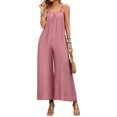 thumbnail image 1 of JULMCOMO Jumpsuits for Women Scoop Neck Adjustable Spaghetti Strap Loose Fit Summer Romper Low Back Sleeveless Wide Leg Flowy Jumpsuits Pink XXL, 1 of 7