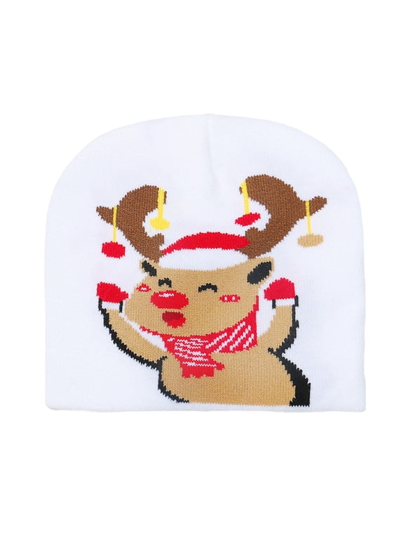 Knit Christmas Hat for Men Women Christmas Pattern Knitted Soft Winter Santa Hat Festive Xmas Holiday Family Party Costumes Beanie Cap J