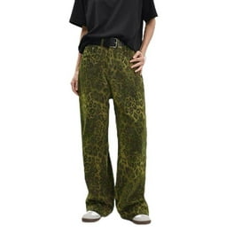JULMCOMO Leopard Print Cargo Pants Women Wide Leg Grunge Jeans Unisex Cheetah Print Vintage Denim Pants Green Walmart