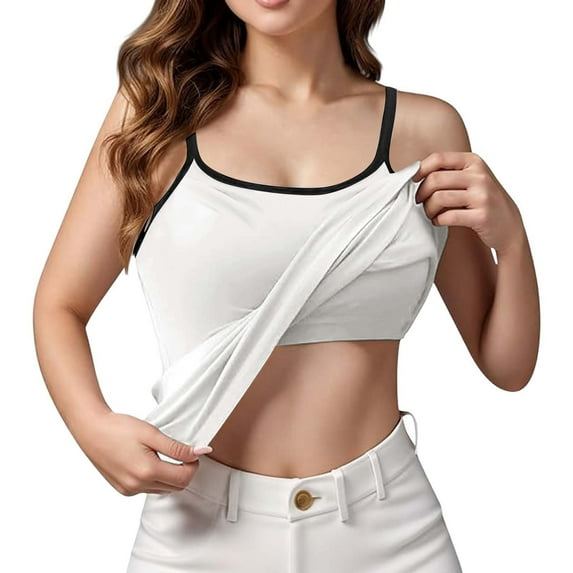 JULMCOMO Light Purple Built In Bra Tank Tops for Women Camisole Adjustable Spaghetti Strap Tank Tops Workout Basic Undershirts 5XL