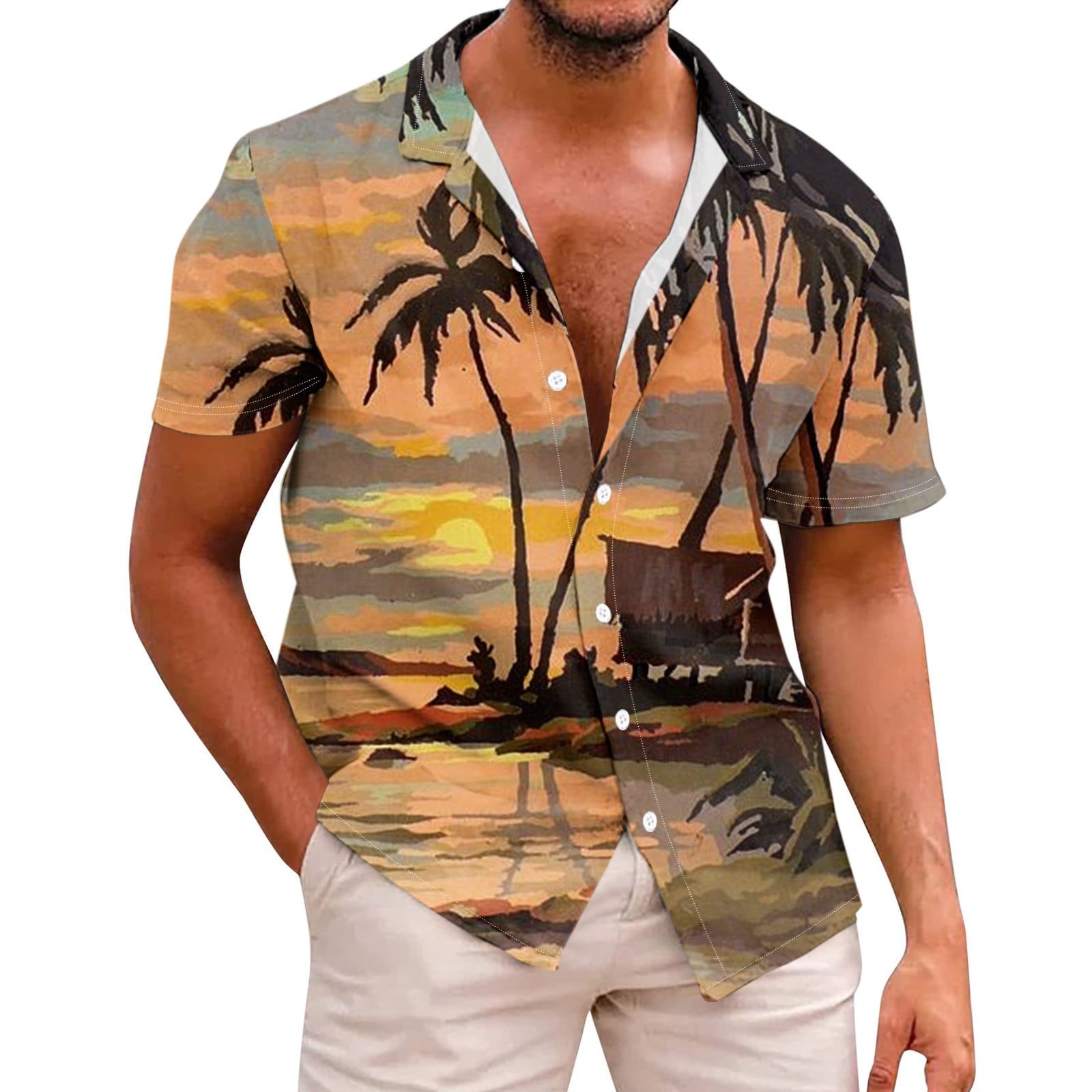 Men's Hawaiian Shirts Short Sleeve Button Down Shirt Mens