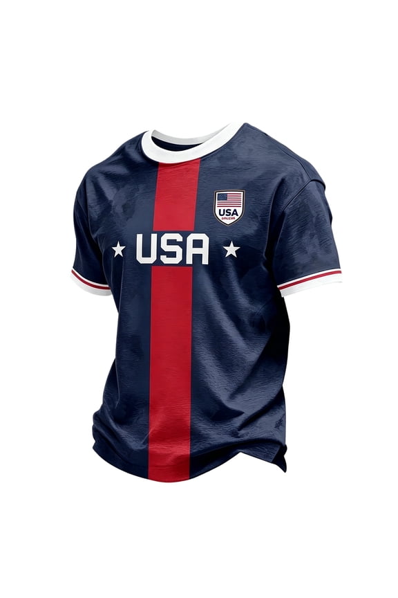 Men's USA Soccer Jersey 2026 Soccer Cup Crew Neck Fan Wear Football Shirts Breathable Patriotic Graphic Tees Wine 3XL