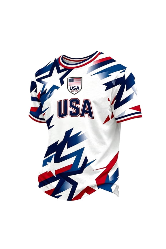 Men's USA Soccer Jersey 2026 Soccer Cup Short Sleeve Football Shirts Crew Neck Fan Wear American Flag Graphic Tees Dark Blue 2XL