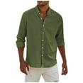 thumbnail image 1 of JULMCOMO Mens Dress Shirts Short Sleeve Casual Dress Shirt Button Up Shirts Loose Fit Solid Color Summer Wedding Shirt,Army Green, 1 of 6