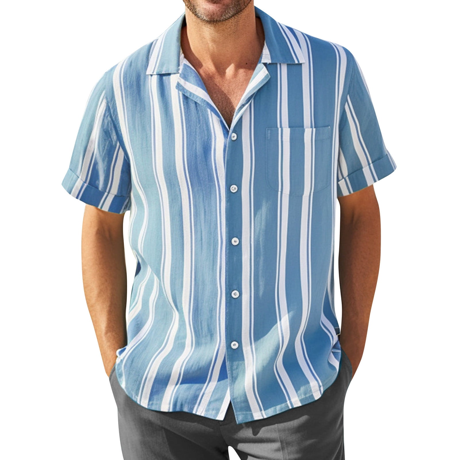JULMCOMO Mens Dress Shirts Short Sleeve Casual Shirts Button Down Beach ...