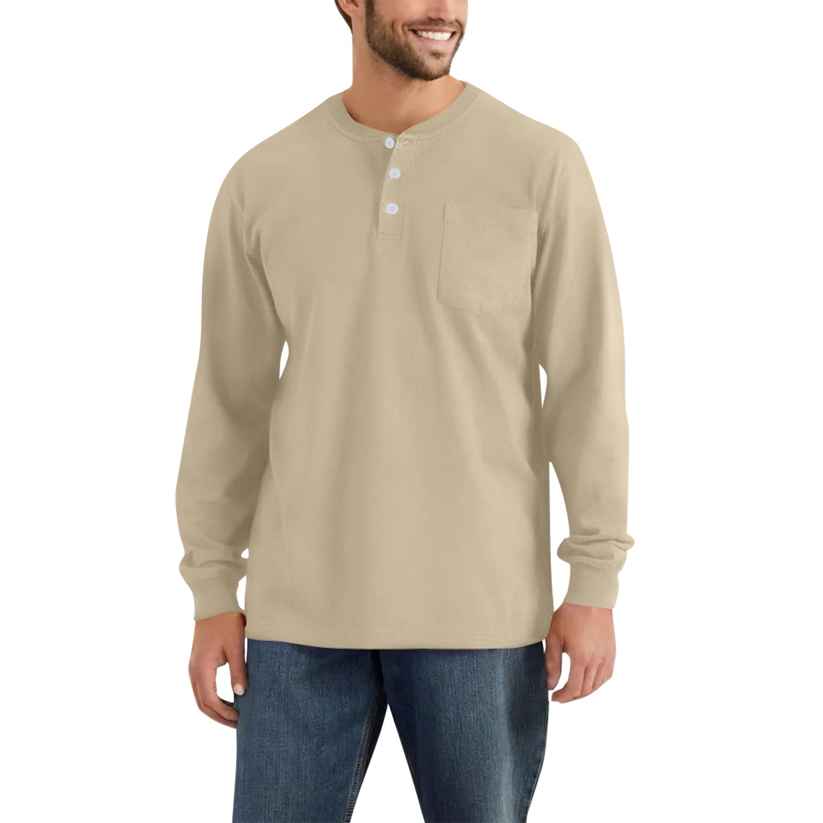 JULMCOMO Mens Fall Pullover Tops 2025 Button Down Crew Neck Shirt Long ...