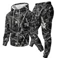 thumbnail image 1 of JULMCOMO Mens Tracksuit Tree Leaf Print Drawstring Hooded Casual Loose Fit Pullover Sweatshirt Drawstring Jogging Pants Sweatsuit Fall Winter 2 Piece Sets Gray 3XL, 1 of 5