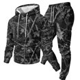 thumbnail image 1 of JULMCOMO Mens Tracksuit Tree Leaf Print Drawstring Hooded Casual Loose Fit Pullover Sweatshirt Drawstring Jogging Pants Sweatsuit Fall Winter 2 Piece Sets Black L, 1 of 5