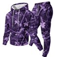 thumbnail image 1 of JULMCOMO Mens Tracksuit Tree Leaf Print Drawstring Hooded Casual Loose Fit Pullover Sweatshirt Drawstring Jogging Pants Sweatsuit Fall Winter 2 Piece Sets Dark Purple S, 1 of 5