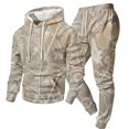 thumbnail image 1 of JULMCOMO Mens Tracksuit Tree Leaf Print Drawstring Hooded Casual Loose Fit Pullover Sweatshirt Drawstring Jogging Pants Sweatsuit Fall Winter 2 Piece Sets Beige XL, 1 of 5