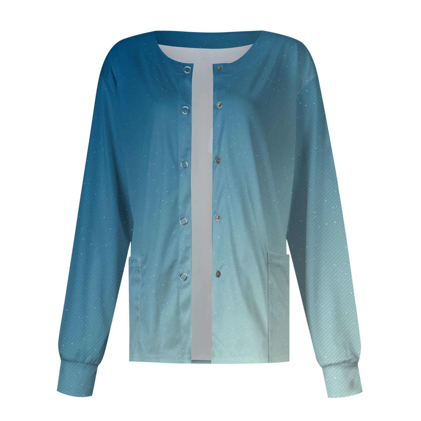 Nurse Jackets for Women Scrub Cute Gradient Printed Button up