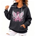 thumbnail image 1 of JULMCOMO in October We Wear Pink Hoodies for Women Angel Wings Graphic Breast Cancer Awareness Sweatshirt Long Sleeve Soft Casual Pullover Outfits Dark Gray S, 1 of 5