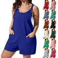 thumbnail image 1 of JULMCOMO Overalls for Women Casual Sleeveless Shorts Jumpers Wide Leg with Pockets Boho Summer Rompers Suspenders Multicolor S, 1 of 8