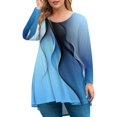 thumbnail image 1 of JULMCOMO Plus Size Blouse for Women 4x-5x Long Sleeve Crew Neck Shirts Trendy Fall Color Block Print Tee Shirts Loose Oversized Blouse Blue L, 1 of 5