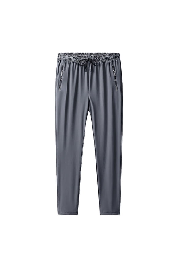 Plus Size Joggers for Men Lightweight Quick Dry Breathable Cuffed Athletic Pants Drawstring Stretchy Loose Fit Hiking Pants with Zipper Pockets Dark Gray L
