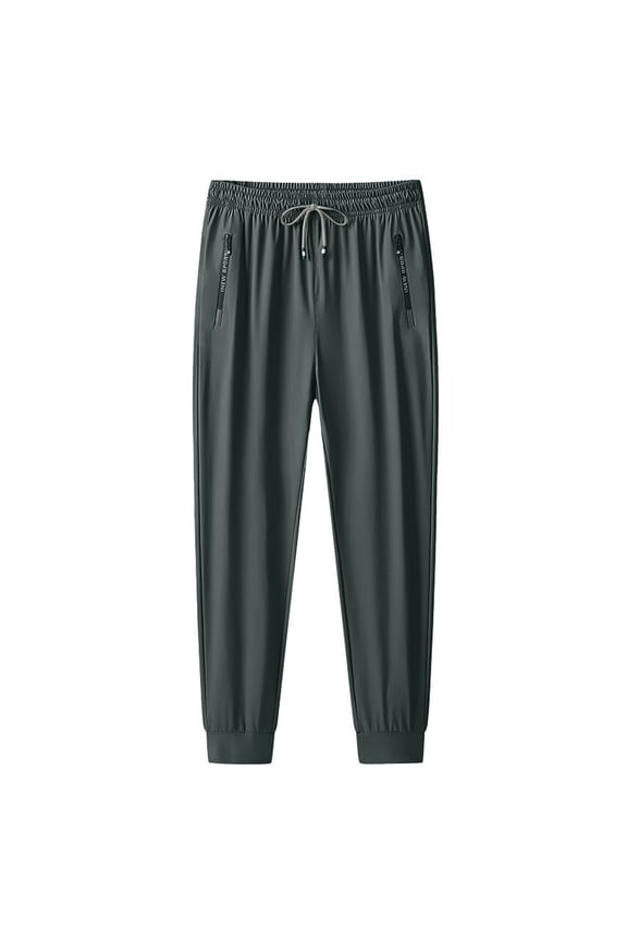 Plus Size Joggers for Men Lightweight Quick Dry Breathable Cuffed Athletic Pants Drawstring Stretchy Loose Fit Hiking Pants with Zipper Pockets Light Gray 2XL