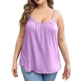 thumbnail image 1 of JULMCOMO Plus Size Tank Tops for Women Scoop Neck Ruched Adjustable Spaghetti Strap Flowy Camisole Tops Loose Fit Casual Camisoles Purple 5XL, 1 of 5