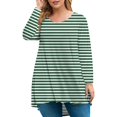 thumbnail image 1 of JULMCOMO Plus Size Tunic Tops for Women Clearance Long Sleeve Crew Neck Shirts Fashion Casual Stripe Print Tees Loose Fit Oversized Graphic Tees Green 2XL, 1 of 5