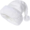 thumbnail image 1 of JULMCOMO Plush Christmas Hat for Women Men Soft Velvet Classic Santa Hat Xmas Holiday Party Costume Headwear White, 1 of 3