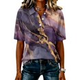 thumbnail image 1 of JULMCOMO Polo Shirts for Women Marble Print Button Collared Loose Fit Trendy Golf Shirts Short Sleeve Office Graphic Tees Purple M, 1 of 6