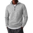 thumbnail image 1 of JULMCOMO Quarter Zip Pullover Sweatshirt for Men Solid Color Stand Collar Long Sleeve Casual Athletic Tops for Fall Winter Light Gray L, 1 of 8