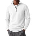 thumbnail image 1 of JULMCOMO Quarter Zip Pullover Sweatshirt for Men Solid Color Stand Collar Long Sleeve Casual Athletic Tops for Fall Winter White XL, 1 of 8