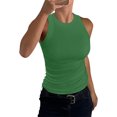 thumbnail image 1 of JULMCOMO Ribbed Knit Tank Tops for Women Crew Neck Casual Comfy Summer Tank Tops Sleeveless Stretchy Solid Slim Fit Shirts Green M, 1 of 5