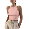 thumbnail image 1 of JULMCOMO Ribbed Knit Tank Tops for Women Crew Neck Solid Casual Summer Cropped Tank Tops Slim Fit Sleeveless Trendy Comfy Shirts Pink L, 1 of 4
