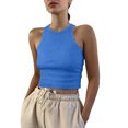 thumbnail image 1 of JULMCOMO Ribbed Knit Tank Tops for Women Crew Neck Solid Casual Summer Cropped Tank Tops Slim Fit Sleeveless Trendy Comfy Shirts Royal Blue M, 1 of 4