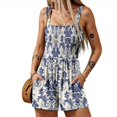 thumbnail image 1 of JULMCOMO Rompers for Women 2025 Sleeveless Short Jumpsuit Loose Athletic Fit Cute Jumpsuits Summer sexy Floral Print Jumpsuit with Pockets Light Blue XXL, 1 of 5