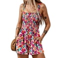 thumbnail image 1 of JULMCOMO Rompers for Women Sleeveless Shorts Overall Vacation Outfits Dressy Casual Jumpsuit Summer Oversize Floral Print Jumpsuit with Pockets Hot Pink XXL, 1 of 5