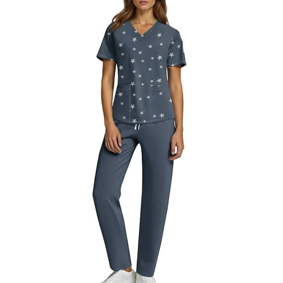 JULMCOMO Scrubs for Women Plus Size Jogger Scrubs Stretchy V Neck Yoga Scrub Pants and Tops Nursing Uniforms Medical Scrubs Tall Scrubs XL