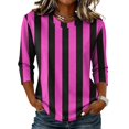 thumbnail image 1 of JULMCOMO Shirts for Women Vertical Striped 3/4 Sleeve Crew Neck Trendy Loose Fit T Shirts Color Block Comfy Summer Tops Purple M, 1 of 6