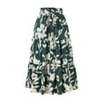 thumbnail image 1 of JULMCOMO Spring Skirts for Women Beach Elastic High Waisted Long Skirts Pleated Floral Print Long Skirts for Women 2025 Swing Drawstring Summer Elegant Skirts Green S, 1 of 4